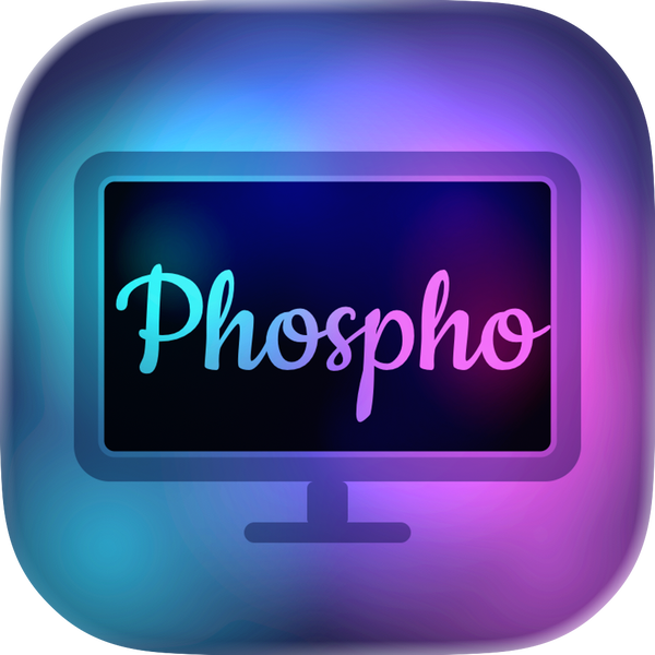 The Phospho app icon, a desktop monitor glowing with the colour streamed from your screen.
